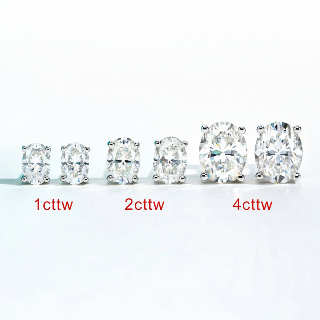 Boucles D'oreilles Ovales Moissanite D Color VVS1 - Luna