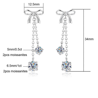 Boucles D'oreilles Pendantes Moissanite D Color VVS1 - Thaïs