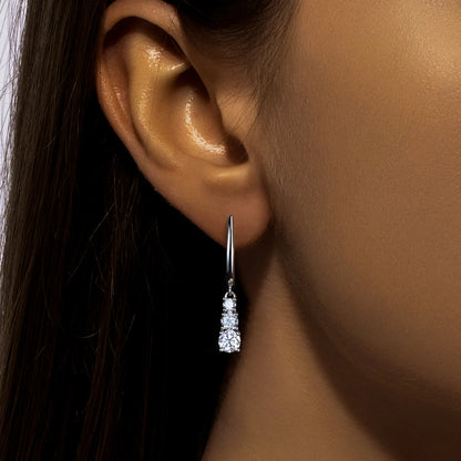 Boucles D'oreilles Pendantes Moissanite D Color VVS1 - Plume