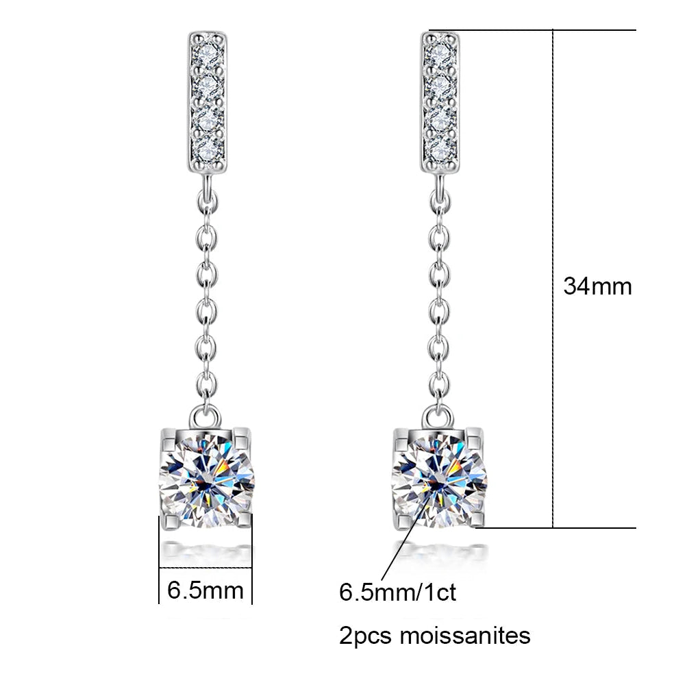 Boucles D'oreilles Pendante Moissanite D Color VVS1 - Sélène