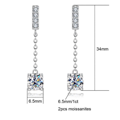 Boucles D'oreilles Pendante Moissanite D Color VVS1 - Sélène