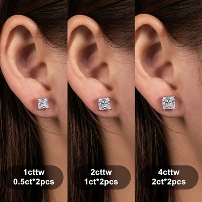 Boucles D'oreilles Princesse Moissanite D Color VVS1 - Andrea