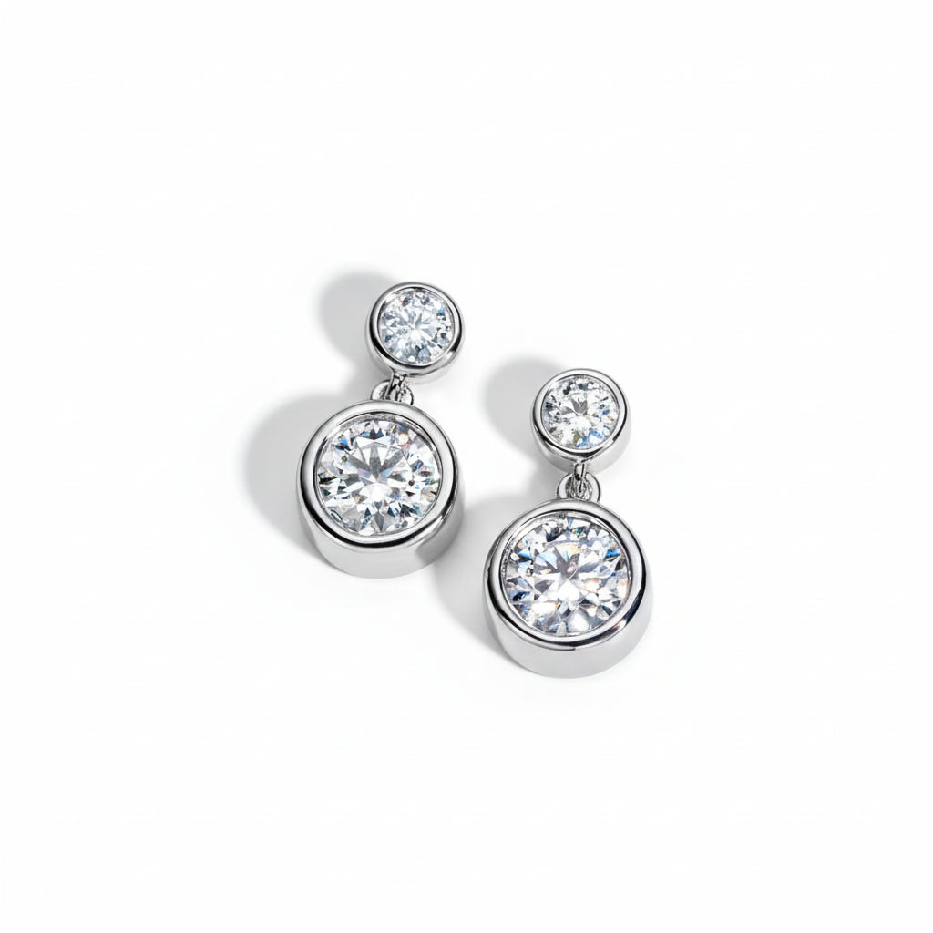 Boucles D'oreilles Pendantes Moissanite D Color VVS1 - Dahlia