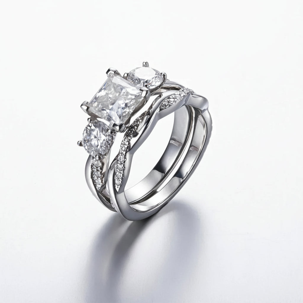 Bague de Fiançailles Femme Moissanite D Color VVS1 - Princesse