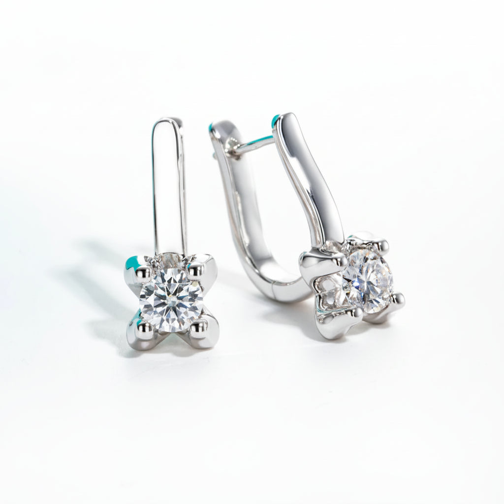 Boucles D'oreilles Dormeuse Moissanite D Color VVS1 - Prune