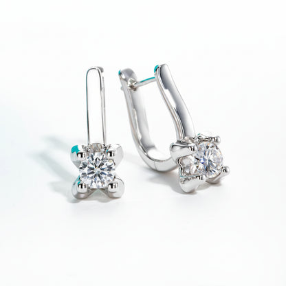 Boucles D'oreilles Dormeuse Moissanite D Color VVS1 - Prune