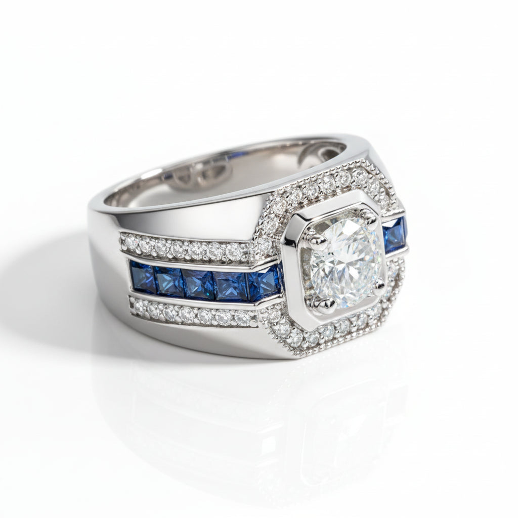 Bague Mariage Homme Moissanite D Color VVS1 - Julien