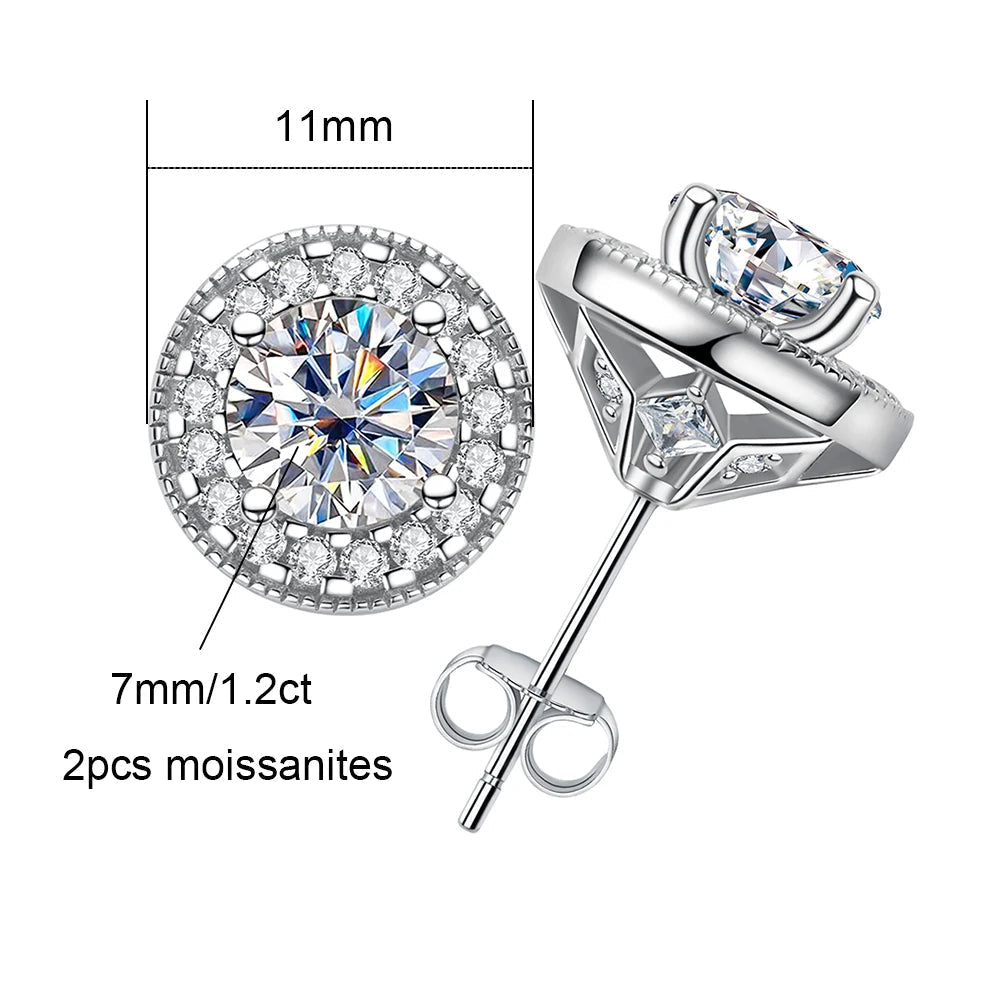 Boucles D'oreilles Puces Moissanite D Color VVS1 - Myrtille