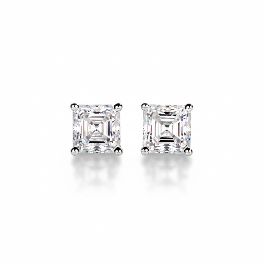 Boucles D'oreilles Asscher Moissanite D Color VVS1 - Neva