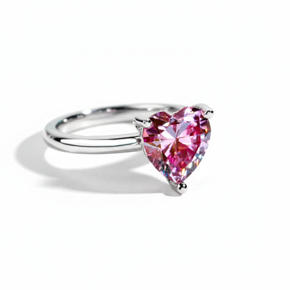 Bague de Fiançailles Moissanite D Color VVS1 - Coeur Rose