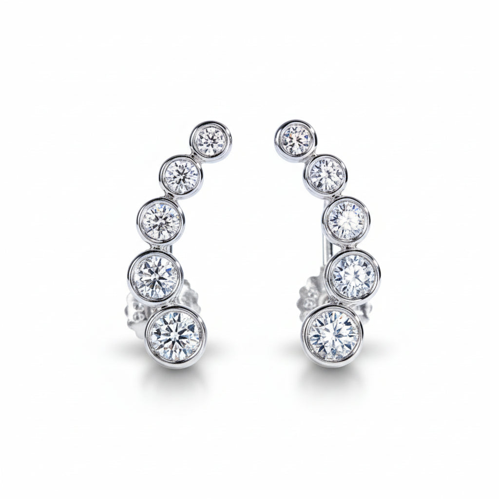 Boucles D'oreilles Grimpante Moissanite D Color VVS1 - Zélie
