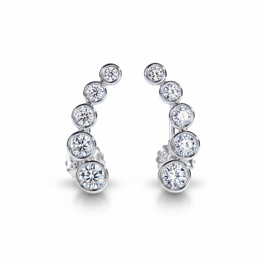 Boucles D'oreilles Grimpante Moissanite D Color VVS1 - Zélie