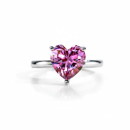Bague de Fiançailles Moissanite D Color VVS1 - Coeur Rose
