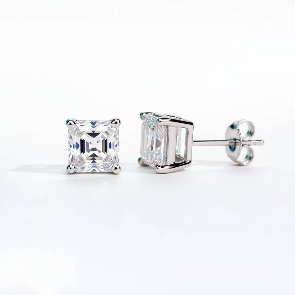 Boucles D'oreilles Asscher Moissanite D Color VVS1 - Neva