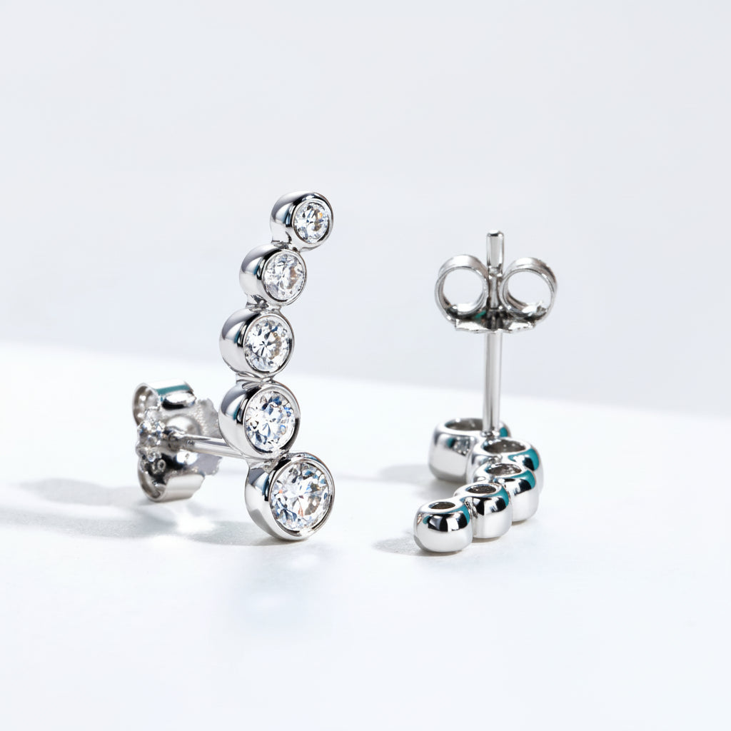 Boucles D'oreilles Grimpante Moissanite D Color VVS1 - Zélie