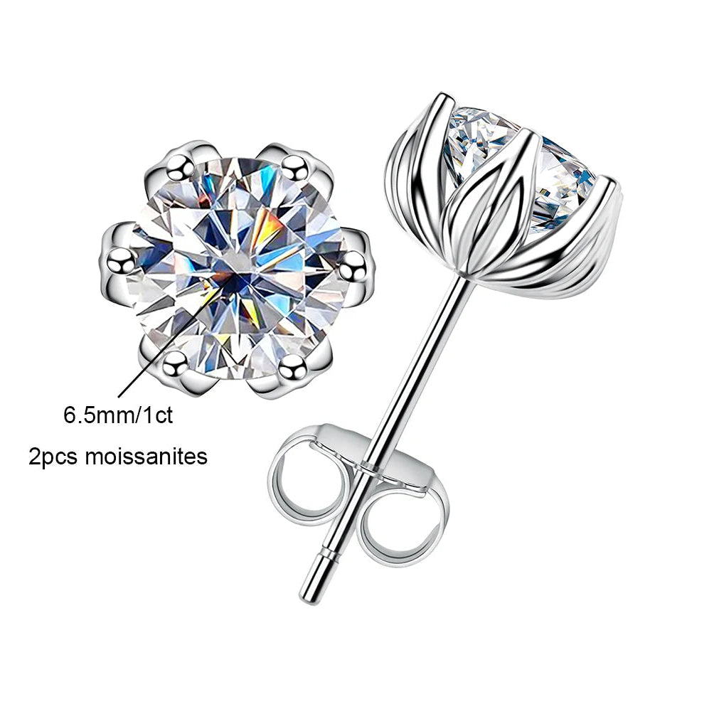 Boucles D'oreilles Moissanite D Color VVS1 ( 6 Griffes ) -  Fleur