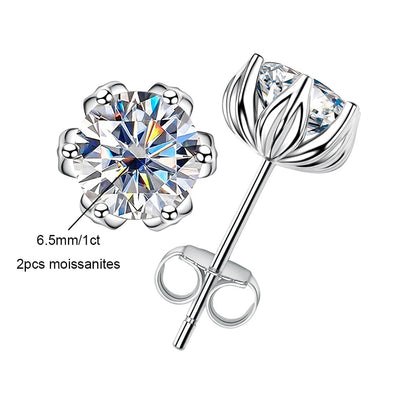Boucles D'oreilles Moissanite D Color VVS1 ( 6 Griffes ) -  Fleur