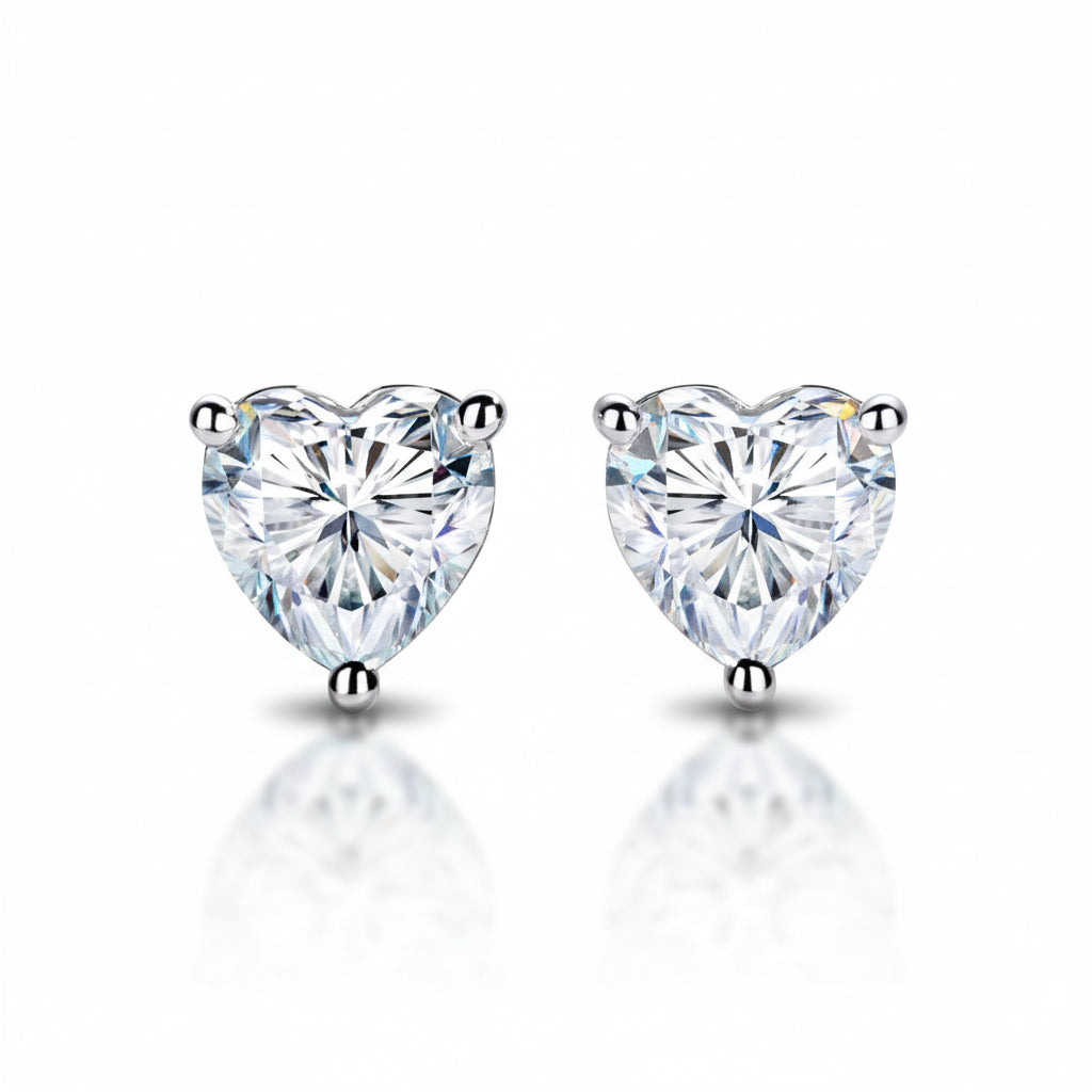 Boucles D'oreilles Coeur Moissanite D Color VVS1 - Isild