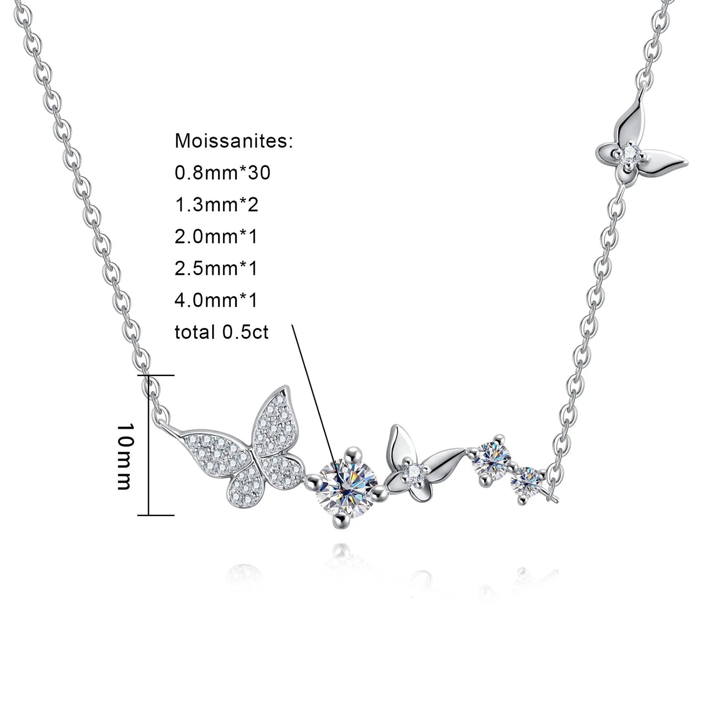 Colliers Femme Moissanite D Color VVS1 - 3 Papillons