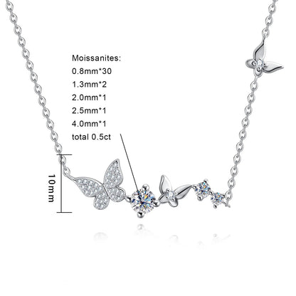 Colliers Femme Moissanite D Color VVS1 - 3 Papillons