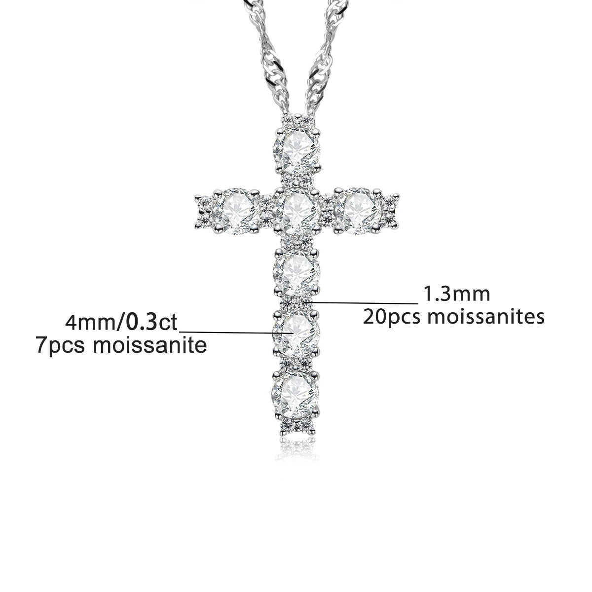 Colliers Femme Moissanite D Color VVS1 - Croix
