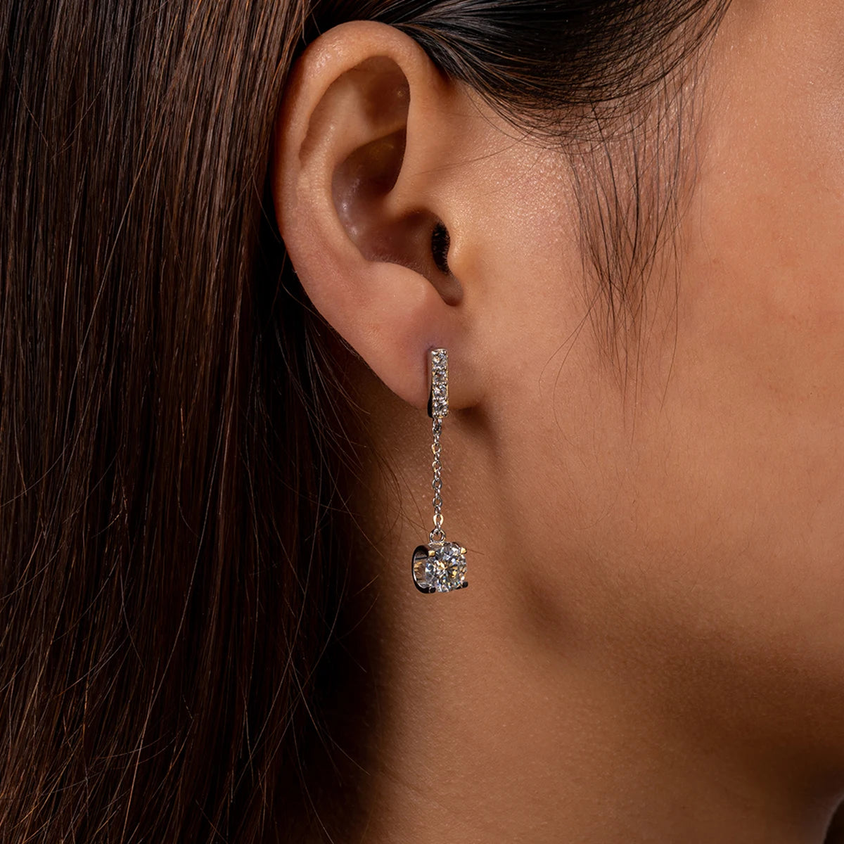 Boucles D'oreilles Pendante Moissanite D Color VVS1 - Sélène