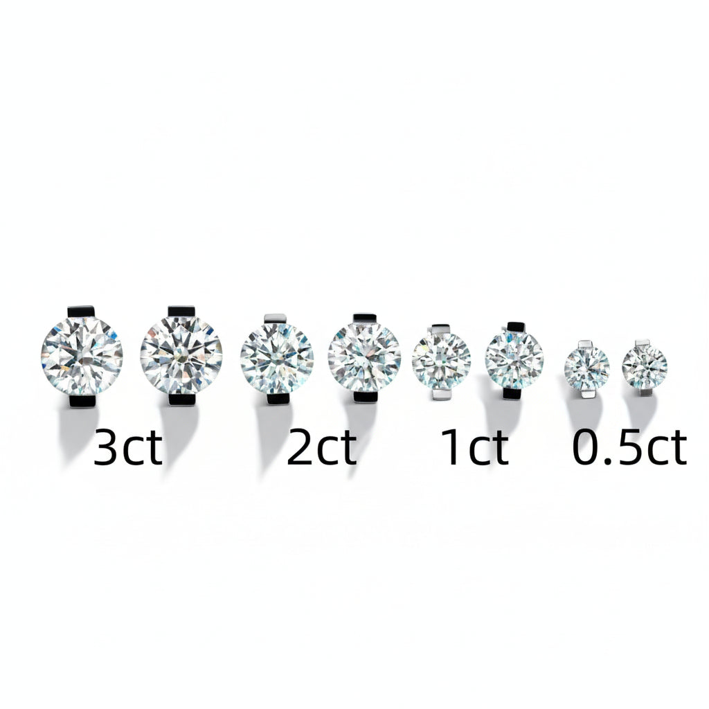 Boucles D'oreilles Puces Moissanite D Color VVS1 - Ambre