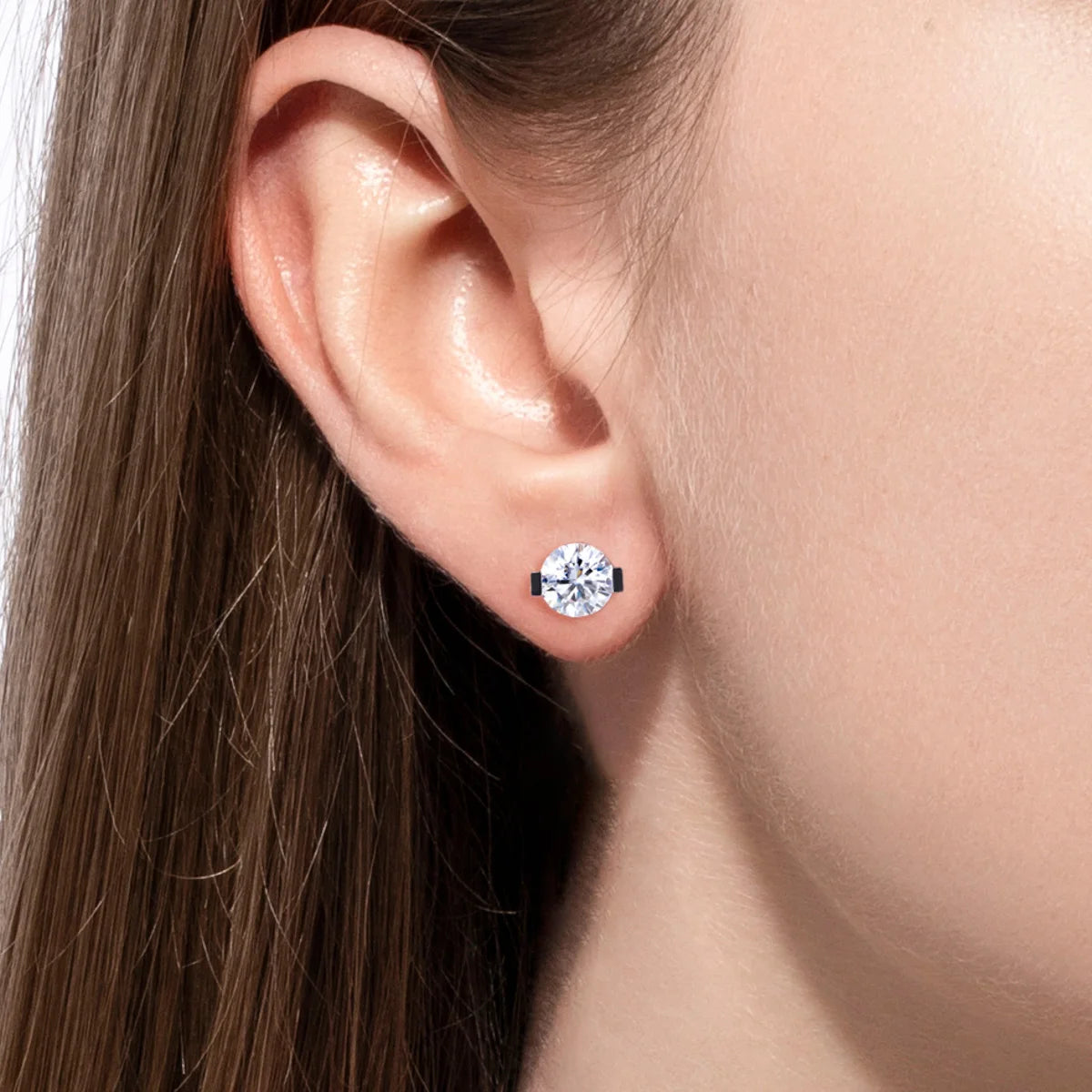 Boucles D'oreilles Puces Moissanite D Color VVS1 - Ambre