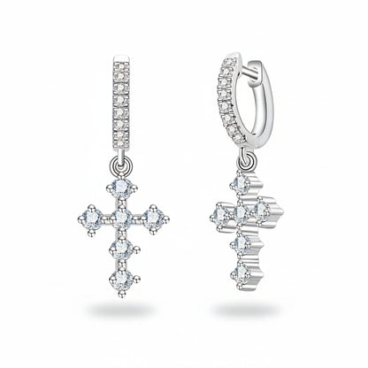 Boucles D'oreilles Croix Moissanite D Color VVS1 - Harmonie