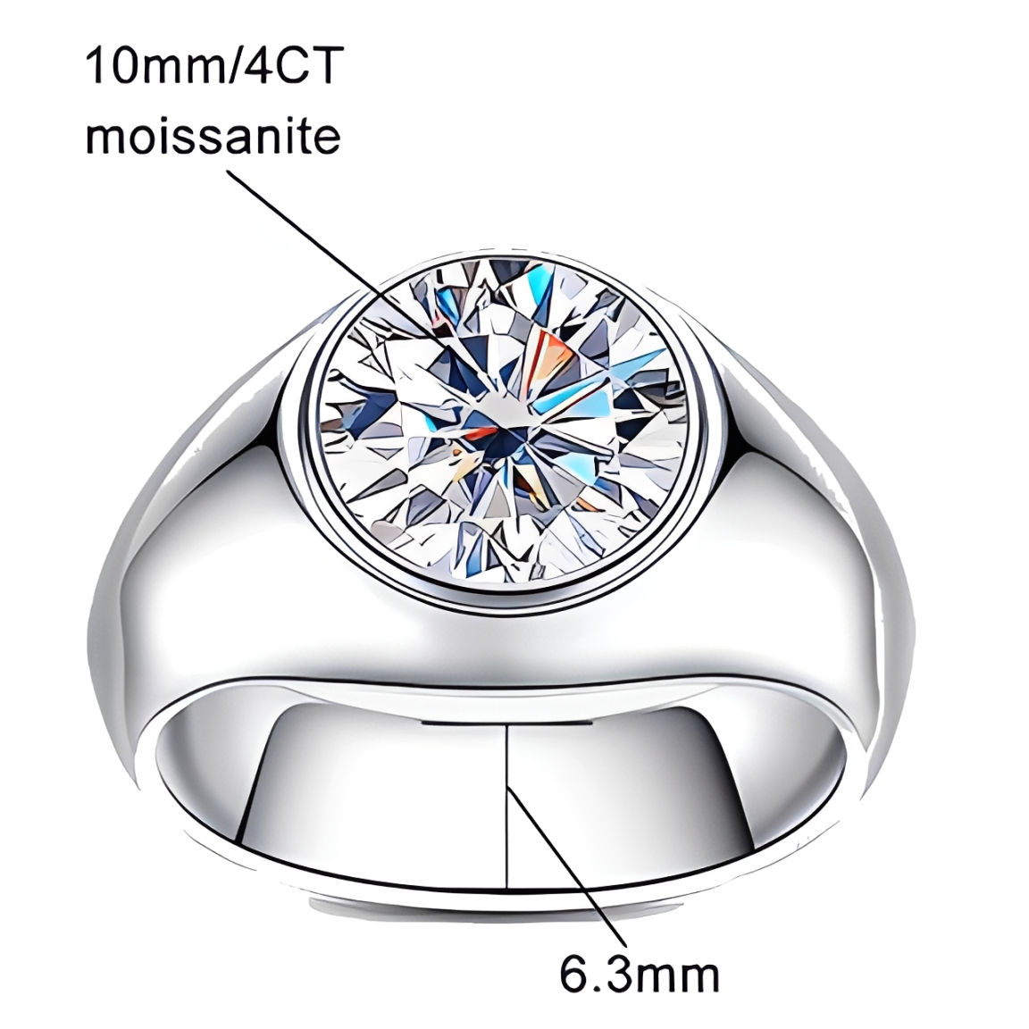 Bague Mariage Homme Moissanite D Color VVS1 - Alex